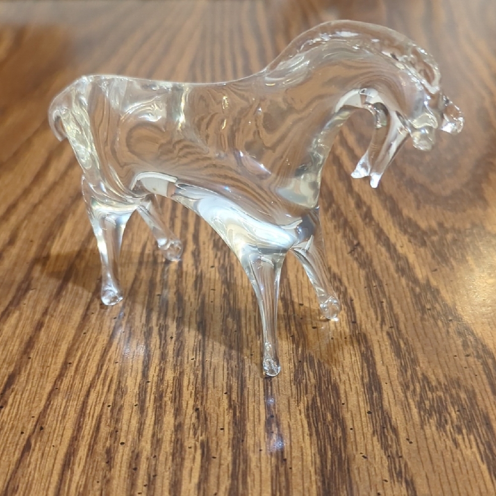 Elegant Clear Glass Horse Figurine